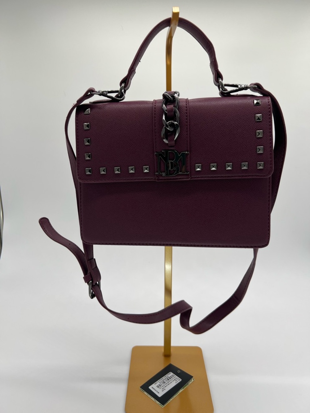 Badgley Mischka Plum Studded Satchel